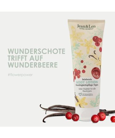 Jean & Len Cranberry and Vanilla Body Lotion Light Texture Fast Absorption for All Skin Types pH Neutral Formula Body Cream Paraben and Silicone Free Vegan 250 ml - Buy Online on GoSupps.com