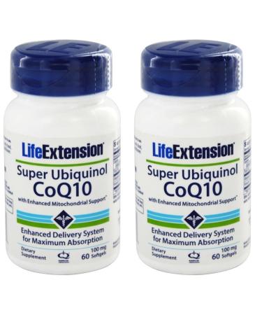 Life Extension Super Ubiquinol CoQ10 with Enhanced Mitochondrial Support 100 mg 60 softgels (2 Pack)