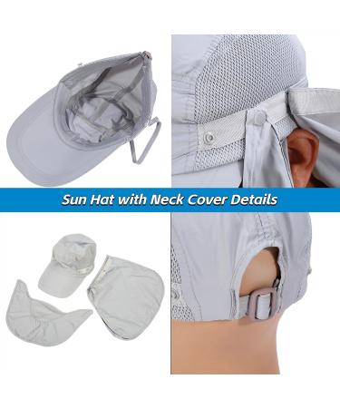 Vgeby Sonnenhut with Neck Protection | UV Protection Outdoor Sun Hat for Cycling Hiking & Fishing - Unisex Gray Cap - Buy Online on GoSupps.com