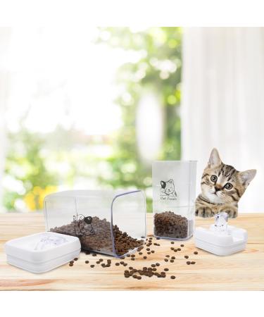 Cat Food and Treats Containers Set with Scoop for Cats - Vintage White Powder-Coated Carbon Steel - Tight Fitting Lids - Storage Canister Tins - Buy Online on GoSupps.com