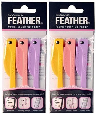 Feather Flamingo Facial Touch-up Razor (3 Razors X 2 Pack)