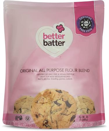 Better Batter Original Blend, Multipurpose Certified Gluten Free Flour, Top 8 Allergen Free, Cup for Cup Baking Alternative to Ordinary Flour, 5LB Pouch Original Blend 5 Pound (Pack of 1)