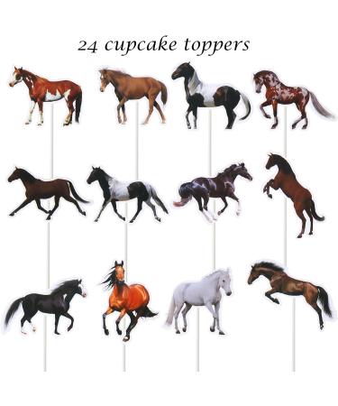 Horse Cupcake Toppers Horse Racing Party Cake Decoration for Horse Theme Birthday Party Kentucky Derby Supplies SET of 24 - Buy Online on GoSupps.com