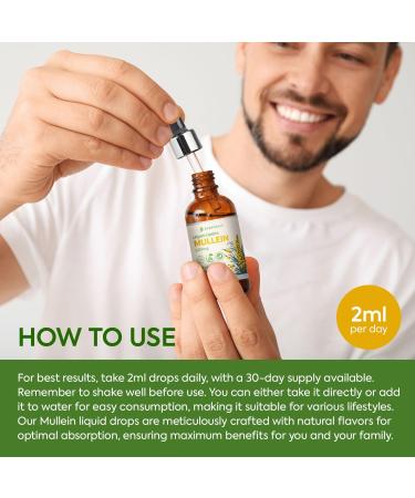 Organic Mullein Drops for Lungs Natural Lungs Detox & Immune Support | Mullein Leaf Extract 2fl.oz - Buy Online on GoSupps.com