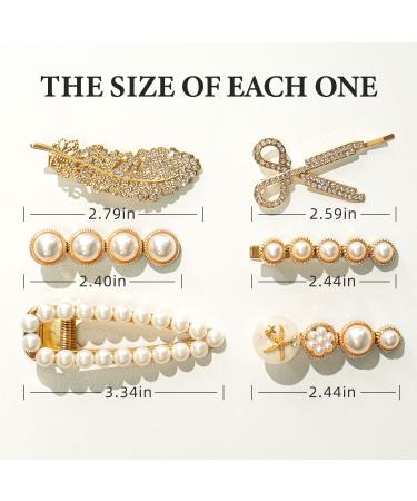 Doubro Pearl Hair Clips Set - 6PCS Metal Hair Barrettes for Women & Girls - Strong Hold Nonslip Hairpins - Perfect Birthday or Valentine's Day Gift - White - Buy Online on GoSupps.com