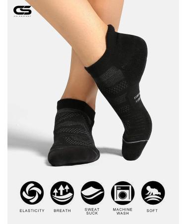 CS CELERSPORT 6 Pack Women's Ankle Running Socks - Black, Medium | Cushioned Low Cut Tab Athletic Socks - Buy Online on GoSupps.com