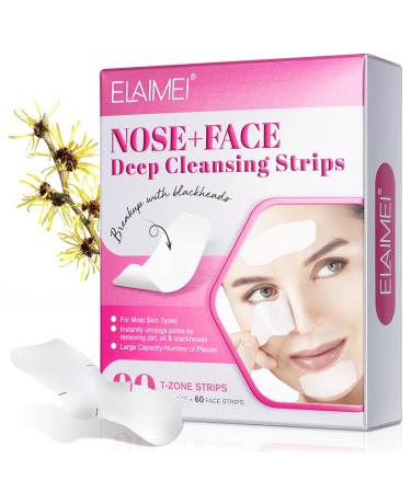 Nose Strips Natural Bamboo Charcoal Deep Cleansing Pores Removes Blackheads and Pimples Removes Oil and Impurities Reduces Pore Dirt (30 Nose + 60 Face Strips)