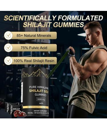 Himalayan Shilajit Gummies, Pure Shilajit Gummies for Men, Gold Rich in Ashwagandha, Gokshura | Fulvic Acid & 85+ Trace Minerals, No Added Sugar | Non-GMO 100% Natural & Organic | 60 Gummy - Buy Online on GoSupps.com