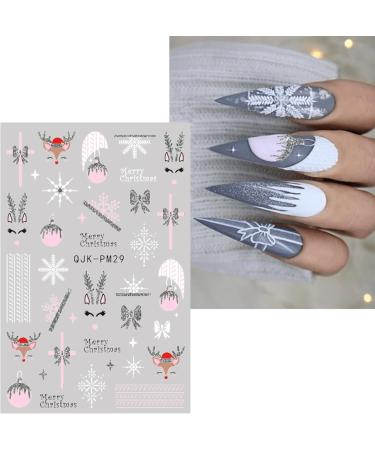 Christmas Nail Stickers 9 Sheets Self-Adhesive Nail Decal Socks Snowflake Red Nail Art Decoration Design Supplies - Buy Online on GoSupps.com