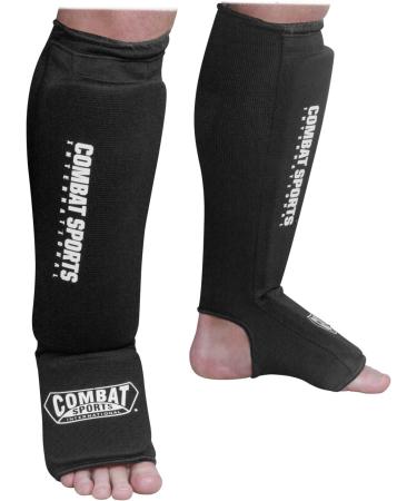 Black Washable MMA Shin & Instep Padded Guards - Large | Combat Sports - Buy Online on GoSupps.com