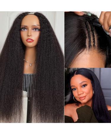 Nadula 10A Brazilian Kinky Straight V Part Human Hair Wig | Glueless Beginner Friendly U Part Wig | 150% Density 16 Inch Natural Color - Buy Online on GoSupps.com