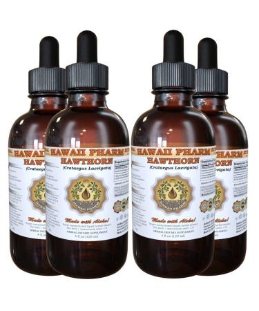 Hawaii Pharm Hawthorn Liquid Extract Organic Hawthorn (Crataegus Laevigata) Tincture Supplement 4x4 oz