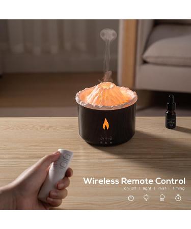 300ml Essential Oil Diffuser - Volcano Flame Aromatherapy Humidifier with Remote Control Timer & Night Lights - Perfect for Home & Office (Dark Wood Grain - Buy Online on GoSupps.com