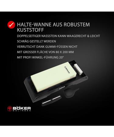 B ker Solingen Kombi Wasserstein 1000/6000 - Professional Dual-Sided Wet Grinder for Knives - Premium Sharp Station Grinding Stone Set - Buy Online on GoSupps.com