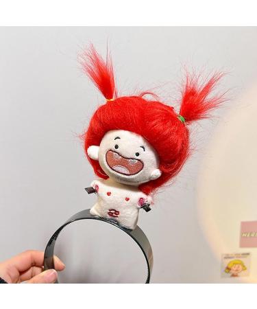 TROONZ Doll Hairband | Plush Cartoon Doll Hairband Cute Hairhoops for Styling Makeup Fashion Plush Doll Hairband for Girls Kids - Buy Online on GoSupps.com