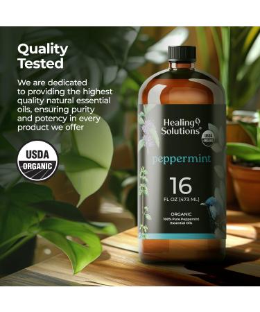 Healing Solutions Organic Peppermint Essential Oil Bulk 16oz - Large Organic Peppermint Oil Bottle for Hair Spray & More - Peppermint Oil for House Cleaning - Peppermint Oil for Diffuser - Mint Oil - Buy Online on GoSupps.com