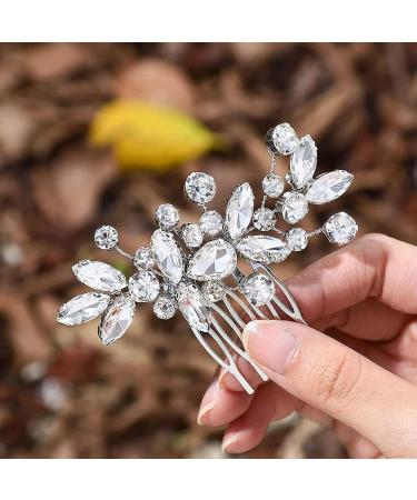 Bridal Flower Side Hair Clips Bride Crystal Hair Comb Crystal Rhinestone Wedding Hair Comb Bride Crystal Hair Comb Bridal Wedding Hair Clip Comb for Women and Girls - Buy Online on GoSupps.com