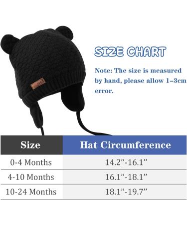 XIAOHAWANG Baby Earflap Beanie Hat - Soft Knit Bear Design, Black - 0-6 Months - Buy Online on GoSupps.com
