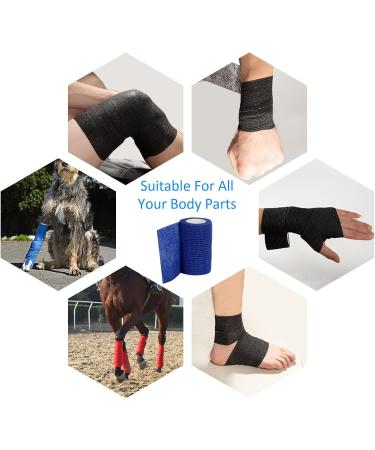 Lab On Adhesive 7.5cm x 4.5m - 6 Rolls Self-Adhering Cohesive Bandage for Dogs & Sports - Blue Veterinary Wrap for First Aid on Wrist & Feet - Buy Online on GoSupps.com