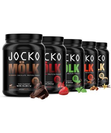 Jocko M lk Chocolate Protein Powder - Keto Friendly with Probiotics, Grass Fed Whey, Digestive Enzymes, Amino Acids - Sugar Free Monk Fruit Blend - 31 Servings - Supports Muscle Recovery and Growth - Buy Online on GoSupps.com