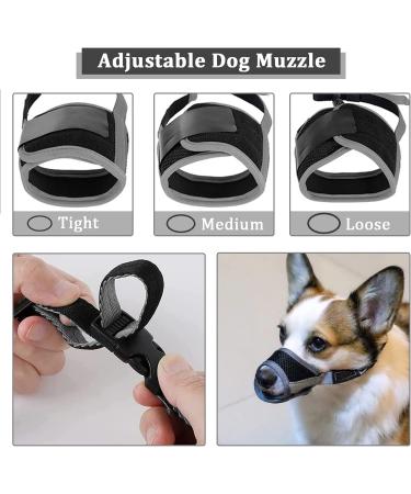 Adjustable Dog Muzzle - Velcro Fastener Breathable Mesh Safe for Barking & Chewing - XL Gray - Buy Online on GoSupps.com