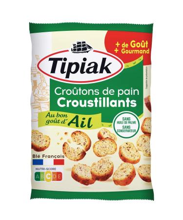 TIPIAK Cro tons Ail Savoureux pour Ap ritif ou Salades Texture Croustillante (75g) - Lot de 4 - vendu par Lot