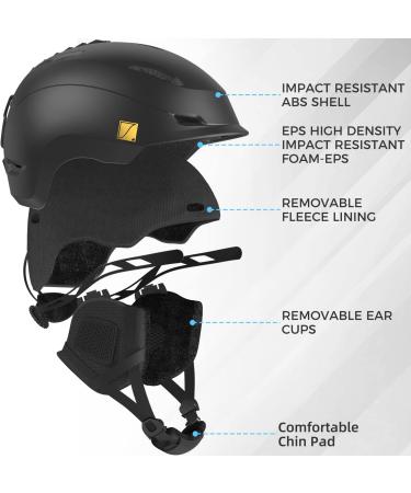 BIO Snowboard Helmet for Adults | 9 Adjustable Vents | ABS Shell - EPS Foam | Black - Large - Buy Online on GoSupps.com