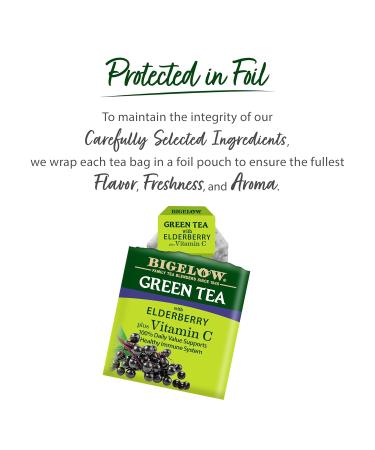 Bigelow Tea Green Tea Elderberry plus Vitamin C Caffeinated 18 Total Tea Bags (Pack of 1) - Buy Online on GoSupps.com