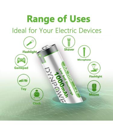 NiMH AA 1000mAh Rechargeable Batteries - Pre-Charged 1.2V for Solar Lights & Garden Use - 12 Pack - Buy Online on GoSupps.com