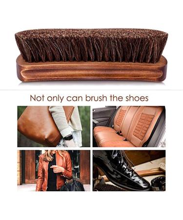 Premium Horsehair Shoe Brush Set - 2pcs Shoe Shine & Polish Brushes for Boots, Shoes, Car Seats & More - Buy Online on GoSupps.com
