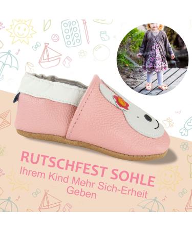 Soft Leather Baby Boy/Girl Sneakers | Non-Slip Rubber Soles | Prewalker Shoes 0-24 Months | Pink Bunny Design - Buy Online on GoSupps.com