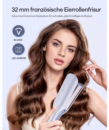 CCKeyin 32mm Wave Iron for Mermaid Waves | Beach Waves Curling Wand & Multi-Styler | French Wave Curlstick | Perfect for Long & Short Hair - Purple - Buy Online on GoSupps.com