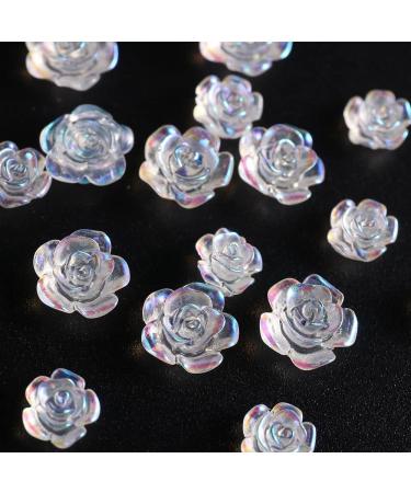 4 Colors Flowers Design Elegant Charms 3D White Acrylic Aurora Camellia Nail Art Decorations(blue) - Buy Online on GoSupps.com