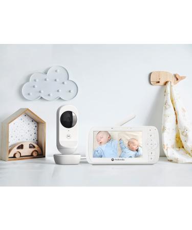 Motorola Nursery VM35-2 Twin Baby Monitor with 2 Cameras, 5.0 Split Screen Display, Night Vision, Two-Way Communication, Lullabies - White - Buy Online on GoSupps.com