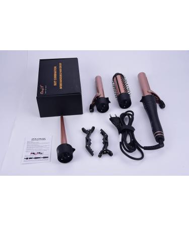 CCKeyin 4-in-1 Curling Iron Set - Multifunctional Ceramic Curling Iron Kit with Attachments for Large & Small Curls - Pink - Buy Online on GoSupps.com