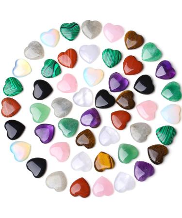 XIANNVXI 50 Pcs Crystals Heart Stones Crystals Decor Multicolour Love Puff Cute Assorted Crystals Bulk Decorative Accessories for Room Wedding Anniversary Decoration Multicolour-50pcs