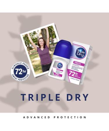 Triple Dry Women Fresh Fragrance Roll On 50ml | 72-Hour Protection | Triple Active Formula | Clinically Proven | Fight Odor | Excessive Sweat Control | Female - Buy Online on GoSupps.com