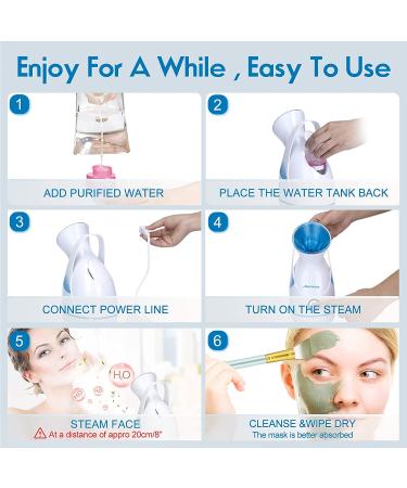 Amconsure Facial Steamer - Nano Ionic Face Humidifier for Deep Cleaning & Moisturizing - Blue - Buy Online on GoSupps.com