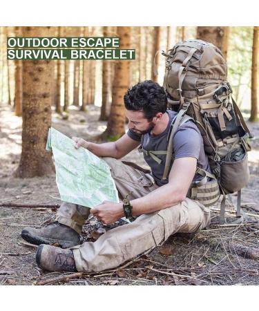 CEUAO 4-Set Survival Bracelet - 5 in 1 Outdoor Survival Kit for Men | Paracord Survival Bracelet with Pipe Flint & Compass | Perfect for Outdoor Activities - Buy Online on GoSupps.com