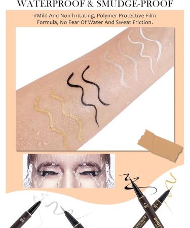 Gold Glitter Eyeliner & Black Matte Liquid Liner-Double Eyeliner Pen Metallic Shimmer Sparkling Eye Liner Eyeshadow Makeup Pencil High Pigmented Long Lasting Waterproof Smudgeproof Liner Pen for Women 02# Black+glod - Buy Online on GoSupps.com