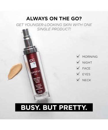 IDC Dermo Express Tinted CC Cream SPF 15 | Anti-Aging Moisturizer for Face Eyes & Neck | Hydrates Reduces Wrinkles & Improves Firmness | 1.0 fl oz - Buy Online on GoSupps.com