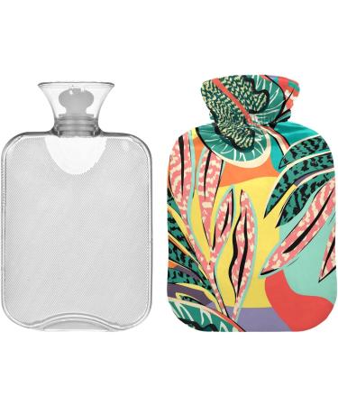 NAANLE Cartoon Tropical Leaves Hot Water Bottle - 2L for Pain Relief & Warmth | Ideal for Back Hand & Foot Therapy - Buy Online on GoSupps.com