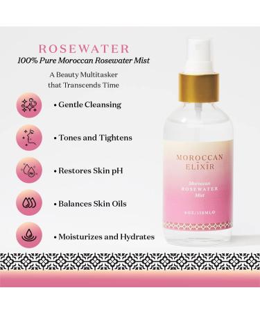 Moroccan Elixir Rose Water Face Mist for Woman | Softening Moisturizing Cleansing Tone & Lifts The Skin | Enriched with Antioxidants & Reduces Skin Redness | 4 Oz - Buy Online on GoSupps.com