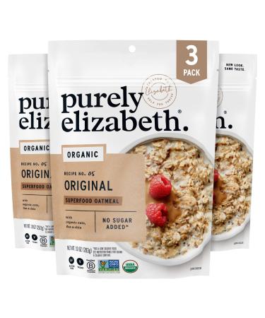 purely elizabeth Superfood Oats, Original, Amaranth, Quinoa Flakes, Flax Seeds, Chia Seeds,Gluten-Free, Non-GMO, 10oz (3 Ct.) Original Organic Pouch 10 Ounce (Pack of 3)