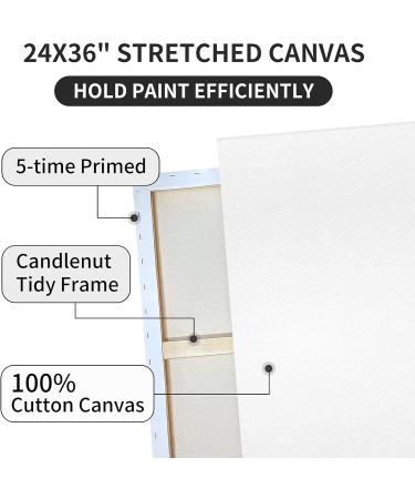 24x36 Pre Stretched Canvases 2 Pack - Large Blank Canvas Boards for Acrylic Pouring and Oil Painting - 100% Cotton - 5-Time Gesso Primed - Buy Online on GoSupps.com