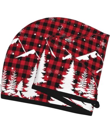 Buy Hair Towel Wrap - Quick Drying Turban with Button | Christmas Tree Buffalo Plaid - Buy Online on GoSupps.com