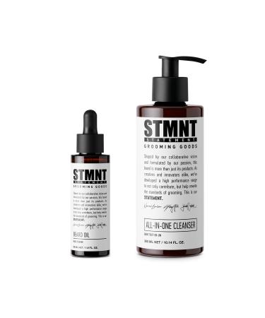 Stmnt Statement Grooming Goods All-in-One Cleanser |With activated carbon & menthol |Free of sulfates (SLS **) and silicone oils |Daily cleaning for the whole body 300ml + 50ml + Beard Oil 50ml