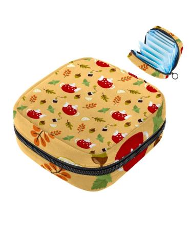 Javenproeqt portable women's binding bags menstrual cup pocket female menstrual pads bags for teenage girls tampons for the first period autumn teapot and acorn multicolored 02
