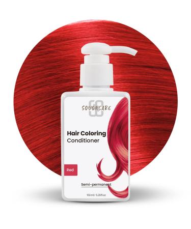 SOVONCARE Red Semi-Permanent Hair Dye Depositing Conditioner for Colored Hair 5.28 OZ - Color Results in 10 Minutes Cruelty-Free Haircare