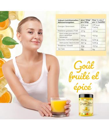 DETOX ORGANICA Ginger Shot - Jusqu' 40 shots de Jus de Gingembre - Booster et Detox - 50g Pr paration de Gingembre en poudre et Curcuma pour pour th infusion et jus - M lange en Poudre 50 g (Lot de 1) - Buy Online on GoSupps.com